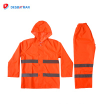 2017 Fashionable best quality professional wokring safety reflective raincoat high visibility rainsuit
